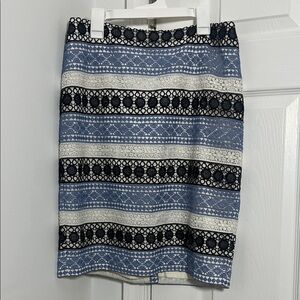 Elegant Blue and White Lace Skirt